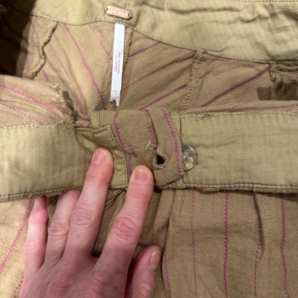 Free People Tan Trousers with Pink Stripes - Picture 2 of 4